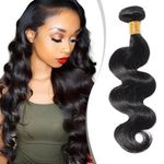 Elailite Human Hair Weave Bundles Body Wave Curly - 100% Real Remy Human Hair Weft No Clips 100g #1B Natural Black (1 Bundle, 18 Inch)