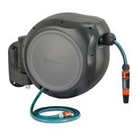 GARDENA 20505-80, 100 Foot Wall Mounted Retractable Reel with Hose Guide, Automatic retraction for Easy Watering,1/2" Hose.