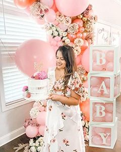 JeVenis Baby Shower Decorations Baby Balloon Boxes Baby Party Decorations Transparent Balloon Boxes Party Boxes Block Baby Shower Party Supplies