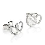 925 Sterling Silver Pierced Heart And Horseshoe Stud Earrings/Studs