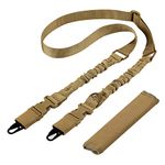 MoKo Traditional Sling Strap with Length Adjuster, 2 Point Sling with Metal Hook, Quick Release Sling with Shoulder Pad for Outdoor Sports Backpack Camera, Khaki