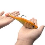 Big Jig Worm Lures Swimming bait Soft Plastic Fishing Lure for Bass, Crappie, Trout, Pike, Sea Bass, Redfish, Striper,Fishing Lures for Freshwater & Saltwater (Orange Glitter-1 Piece)