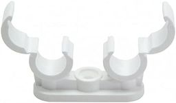 10 x fiXte Double Pipe Clips with Quick Lock Fastening for 15mm Pipes in White