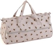 Hobby Gift Knitting Bag - Large Yarn Holder Wool Storage Bag - Zipper Compartment for Up to 40cm Knitting Needles, Crochet Hooks and Accessories - 16.5 x 45 x 19.5cm - Bees