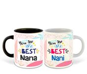 WHATS YOUR KICK Nana and Nani Inspired Black & White Inner Colour Set of 2 Coffee Mug- Nana Ji, Nani Ji, Best Quotes, Couple, Happy Birthday, Relation, Unique Gifts (Nana & Nani)