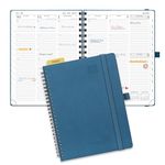 POPRUN Agenda 2024-2025 (6.5'' x 8.5'') Academic Year Planner (July 2024 - June 2025) with Hourly Time Slots, Weekly & Daily Appointment Book for time Management, Leather Cover - Night Sky Blue