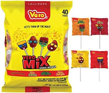 Vero Banda Fuego Mix Assorted Chili Lollipops, Artificially Flavored, Net Wt. 21.86 Ounces, 40 Count Bag