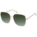 SOJOS Trendy Oversized Square Metal Frame Sunglasses for Women Men Flat Mirrored Lens UV Protection Sunglasses SJ1146 with Shiny Gold Frame/Greyish-Green Lens