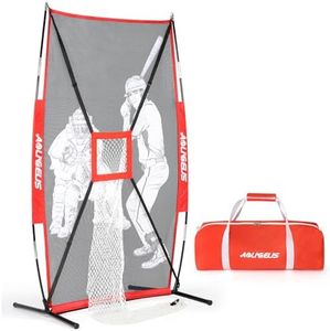 AOLIGEIJS Baseball Softball Batter Dummy,Pitching Training Mannequin,with Target Pockets,Pitching Aid for Improved Accuracy (Batter Dummy + Target Pockets, Red)