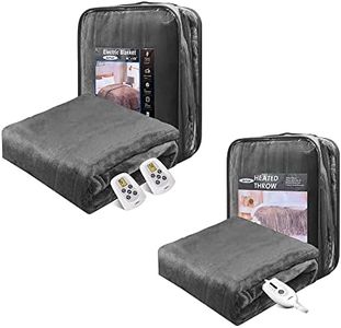 SUNVIVI Electric Throw 50" x 60" & Heated Blanket King Size, 5 Years Warranty, Double-Layer Flannel, ETL Certified, Machine Washable, Grey