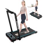 GEARSTONE Treadmills for Home Foldable,1400W Folding Treadmill,Under Desk Treadmill,3 in 1 Portable Walking Pad,1-12 km/h,Remote Control & LED Display,No Assembly (Blue)