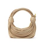 INKMILAN Jodie Luxe Handbag Shoulder Bag for Women Small Crescent Bag Noddles Knotted Hobo Handbag Silver Cross Body Bag with Shoulder Strap (Gold)