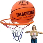 Ealacritas Silent Basketball Gift Set with Foldable Hoop - Durable Foam Basketball for Indoor Dribbling & Shooting Practice, Perfect for Rainy/Snowy Weather (Orange, No.7, 9.45")