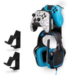 Brainwavz The UberAtlas Dual Game Controller & Headphone Stand Wall Mount Holder for Xbox ONE, Series X, PS5, PS4, PS3, Switch, STEELSERIES Gamepad & More, Stay Organized No Screws (Two Pack)