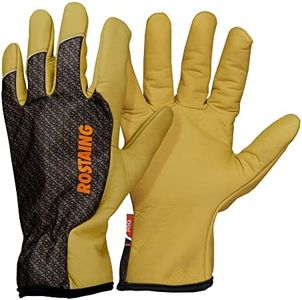 ROSTAING Gants SEQUOIA - Paire de gants de jardinage Cuir - Tous Travaux en Milieu Sec et Humide – Plantation, bêchage – Respirant et Ergonomique – Gant traité hydrofuge
