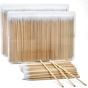 800PCS Pointed Cotton Swabs with Storage Case - Precision Tip Cotton Swabs with Wooden Sticks - Microblading Cotton Swab 4 inch - Cotton Swabs for Makeup, Tattoo Permanent Supplies