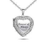 KunBead Memorial Forever and Always Birthday Love Heart Photo Picture Locket Pendant Necklace for Pictures for Women