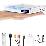 Mini DVD Players with USB Port, HDMI/RCA Output with Mini DVD Players for TV, Supports All Region NTSC/PAL up to 1080P, USB Input Design, Include Rack and Remote Control