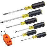 Klein Tools 85146 Screwdriver Set with Magnetizer/Demagnetizer for Magnetic Tips 3 Slotted, 3 Phillips, Non-Slip Cushion Grip, 6-Piece