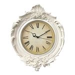 AELS 13x11 Inch Vintage Wall Clock, European Style Decorative Retro Wall Clock, Quality Quartz Battery Operated Hanging for Living Room Bedroom Office Décor, Distressed White Grey