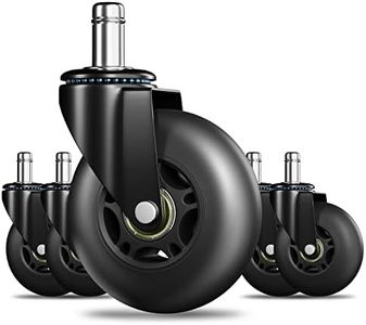 Rollerblade Office Chair Caster Wheels, Noise Free Chair Casters Set of 5 for Carpet, Hardwood Floor and Tile, Universal Fit for Most Chairs NOT Compatible for IKEA (Black)