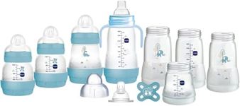 MAM Easy Start Self Sterilising Anti Colic Starter Set, Newborn Bottle Set and Soother, Newborn Essentials, Blue (Designs May Vary)