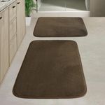 Bathroom Rugs Sets 2 Piece Memory Foam Bathroom Rugs,Extra Thick and Absorbent,Strong PVC Non-Slip Underside, Machine Washable, Dry Quckily, Soft Cozy Plush for Bathroom, Toilet (Coffee)