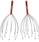 LiBa Scalp Massager Tool (2-Pack) for a Rejuvenating Head Hair Scratcher Massage No Painful Scratches, Tangling, or Hair Pulling Wires w/Gentle Rubber Beads … (Red)