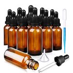12 Pack 30ml Dropper Bottle Amber Glass Bottles with Glass Pipette Essential Oil Bottles for Essential Oils Perfumes Aromatherapy Chemistry Lab Chemicals