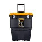 TOUGH MASTER DIY Professional Heavy Duty 19 inch Black & Yellow Mobile Portable Toolbox With Tote Tray Impact Resistant, Large Rolling Tool Box For Your Tools