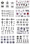 10PCS. Temporary Tattoo Stickers of Small Crown, Keys, Snowflakes, Diamonds, Mix Designs for Men And Women Size 10.5x6CM Multi Color