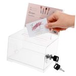 Tip Jar Acrylic Donation Box with Lock and Keys Holder Clear Ballot Box Donation Suggestion Boxes Raffle Game Box for Fundraising Voting Charity Tip Jar for Money