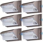 ledmo LED Wall Pack Light with Photocell, 120W Dusk to Dawn Outdoor Commercial Security Lighting, 5000K IP65 Waterproof 15840LM 6 Pack