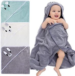 Nizirioo Serviette/ Cape de Bain Bébé à Capuche, Lot de 3 Sortie de Bain Bébé 80 X 80cm Serviette pour Bébé de 0 à 3 Ans