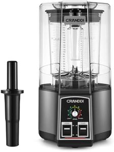 CRANDDI Commercial Blender for Crushing Ice, Chopping, Grinding, Blending, 1500W 80oz Blender with Tamper and Removable Soundproof Cover, K85 (Grey)