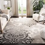 SAFAVIEH Adirondack Collection Area Rug - 8' x 10', Silver & Ivory, Floral Glam Damask Distressed Design, Non-Shedding & Easy Care, Ideal for High Traffic Areas in Living Room, Bedroom (ADR114B)