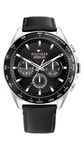 Tommy Hilfiger Men's Stainless Steel Quartz Watches, Black Leather, Leather