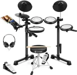 CAHAYA Electric Drum Set Beginner - Drum Kit for Adults Kids Portable 350 Sounds 25 Kits with 4 Quiet Mesh Pads Headphones 2 Pedals 2 Drumsticks Drum Throne