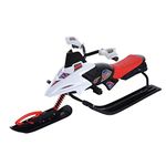 Soozier Snow Racer Sleds for Kids with Padded Rubber Seat, Snow Motor with Wind Shield Handle and Anti-Slip Pedal, Winter Gift for Boys and Girls