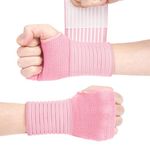 ACWOO Wrist Brace, 2 Pack Elastic Wrist Support with Strap, Wrist Compression Wrap Adjustable Wrist Strap Relieves Wrist Pain, Tendonitis, Sports Use for Men and Women, Right & Left Palm Support, Pink