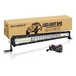 SKYWORLD 20 Inch 180W Slim Light Bar, 10-30V Led Light Bar 18000LM 7D Work Light Fog Lamp Waterproof Off Road Led Light Flood Spot Combo Beam for Vehicles Tractors 4x4 SUV ATV UTV with Wiring Harness