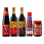 Lee Kum Kee Essential Chinese Cooking Kit - Soy Sauce, Sesame Oil, Oyster Oil & Chilli Sauce (Set of 5)