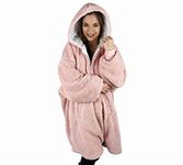 Oversized Blanket Hoodie, Teddy Fleece Hoodie Blanket, Hooded Blanket, Comfy & Fluffy Hoodie, Snuggle Hoodie, Wearable Blanket Hoodie Women UK, Oversize Jumper, Zip Up Hoodie, The Big Softy Blush Pink