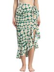 Beau Design Polyester Women's Stylish Wrap Skirt Sarong Polyster Trendy Digital Casual Style Printed Sarongs For Beachwear And Beach Party (Green)