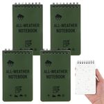 Svalor Waterproof Notebook, 4 Pack Mini Notepads, All Weather Pocket Notepad, 3 x 5 Inches Mini Notebooks with Top-Spiral, Pocket Notebook for Home School Office, (Green)