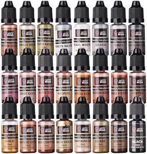 LET'S RESIN Metallic Alcohol Ink Set-24 Colors Metal Color Alcohol Based Resin Ink, High Concentrated & Shimmer Mixatives, Alcohol Paint for Epoxy Resin, Resin Petri, Tumblers, Coasters(Each 0.35oz)