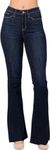 Judy Blue Women's High-Rise Raw Hem Tall Flare Jeans 82343, Dark Blue, 11