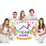 Welcome Home Banners, Colorful Welcome Home Decorations, and Welcome Back Banners, 5FT x 3FT Welcome Banner with Picture of Welcome Home Balloon, Digital Print We Missed You Banner (Style 1)