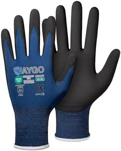 KAYGO Safety Work Gloves MicroFoam Nitrile Coated, 3 Pairs KG18NB,Seamless Knit Nylon Glove for Men and Women, Ideal for Automotive,Warehouse,Construction (XL, Dark Blue)
