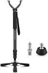 Hantoptik Shooting Stick Monopod with Tripods Base, Rotating and Removeable V Shaped Yoke, Adjustable Height Gun Pod Rifle Rest for Outdoors